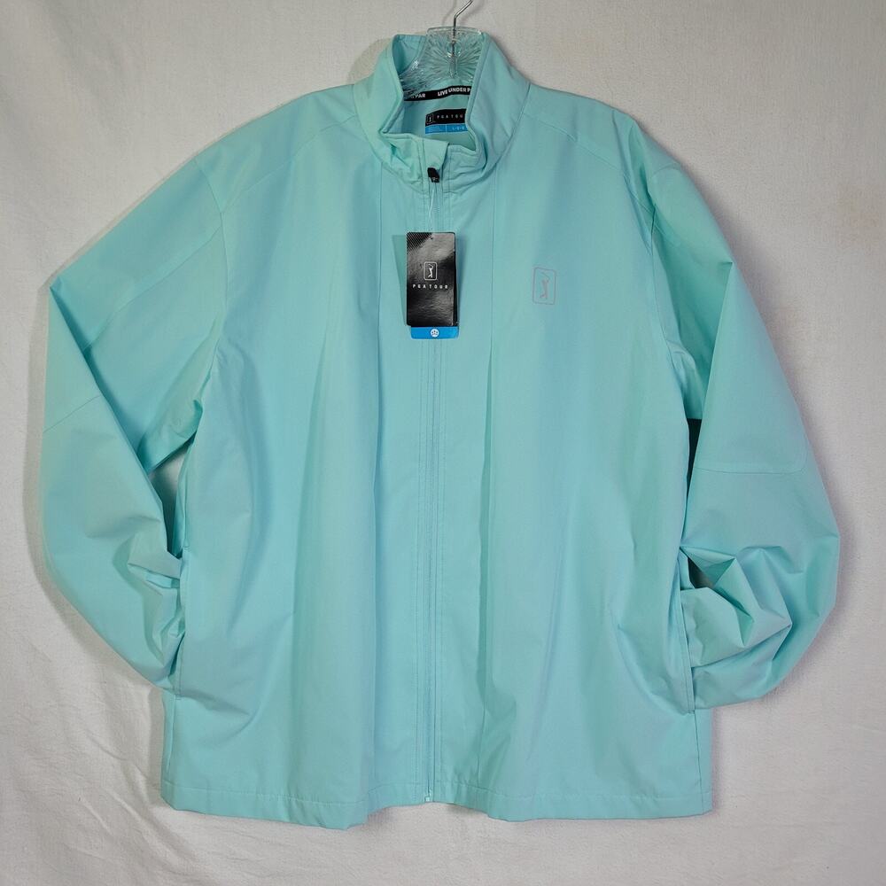 NEW PGA Tour Live Under Par Size L Men's Windwear Golf Jacket Disk Golf Aqua NWT